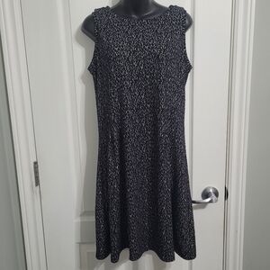Joe Fresh Black & White Leopard Print  Sleeveless A-Line Dress Sz Med